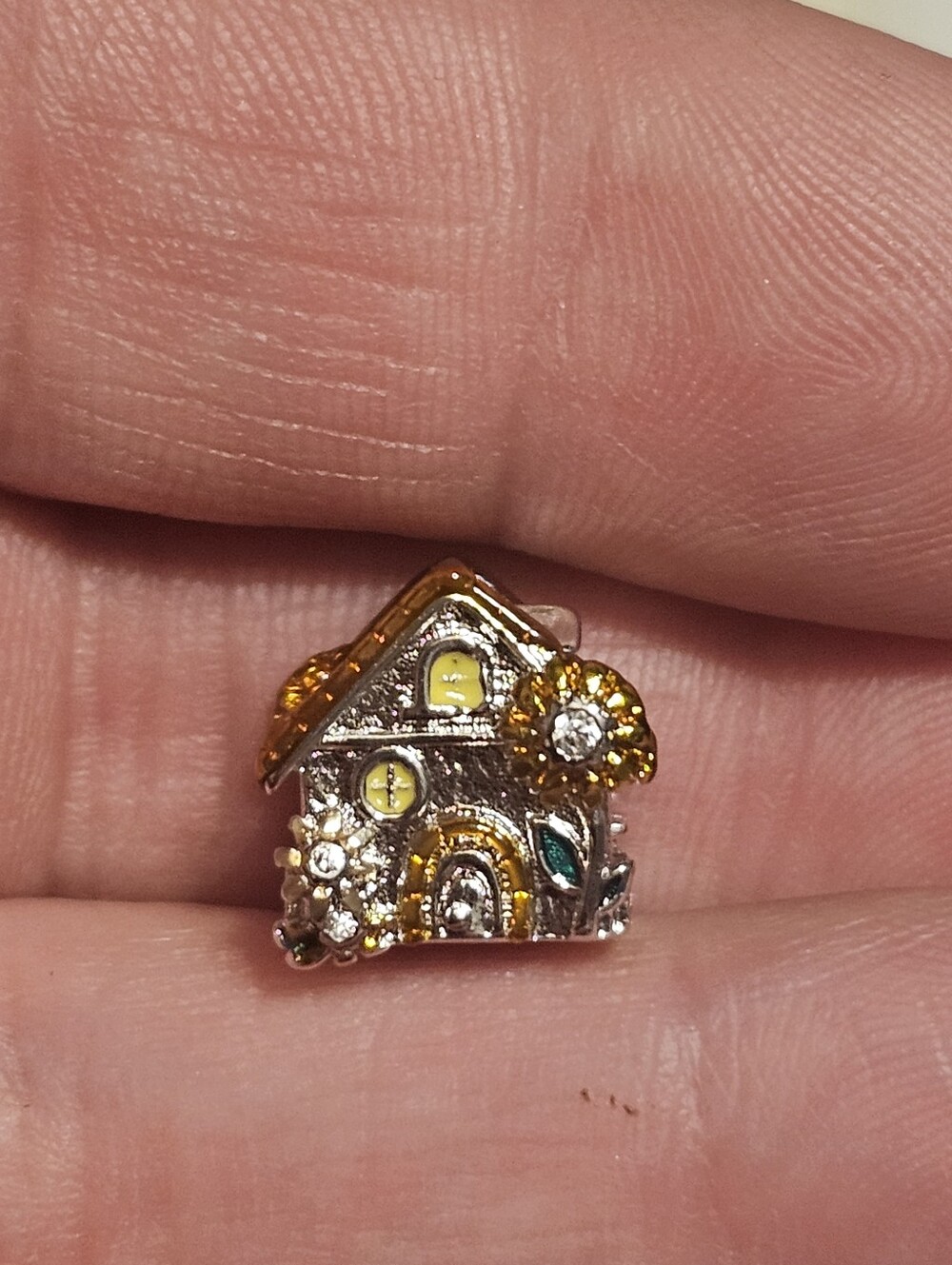 Sterling Silver 925 House Sunflower Charm Pendant